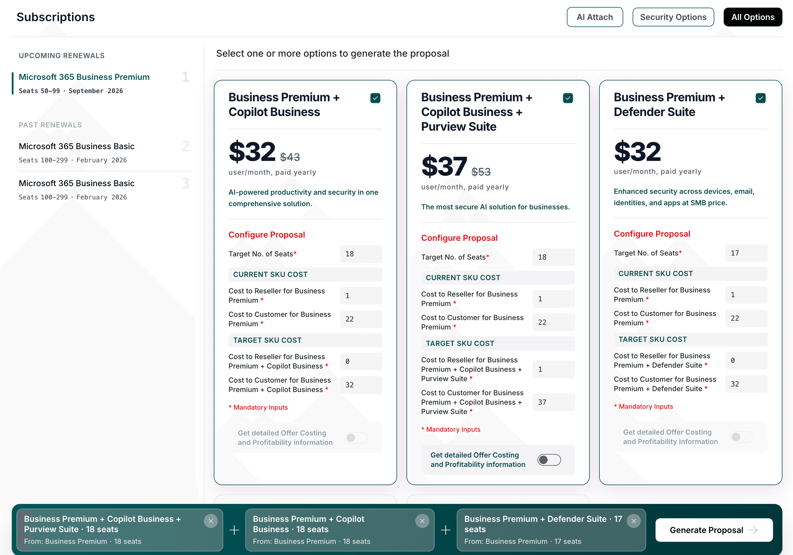 Proposal Subscriptions Dashboard
